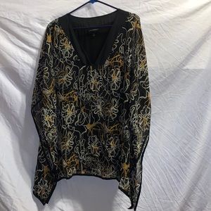 lane bryant black and white flower blouse